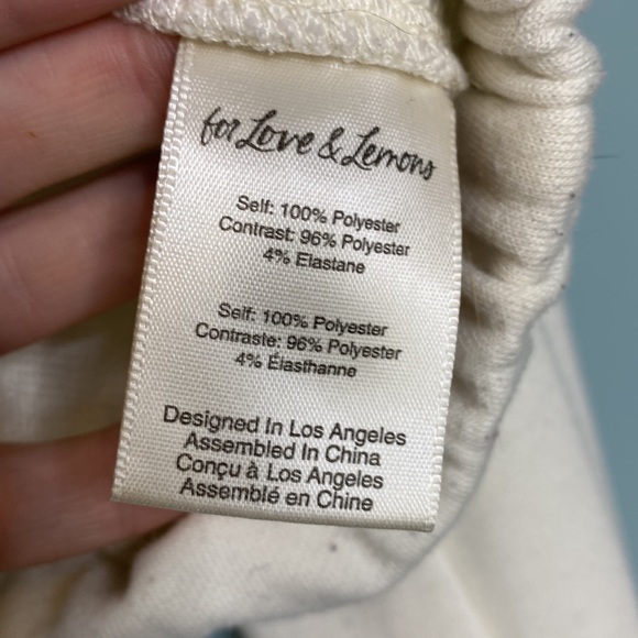 For Love & Lemons For Ellie Love and Leisure Cream Crop Top Hoodie - Picture 6 of 8